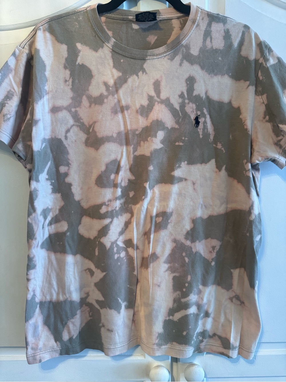 Ralph Lauren Crewneck Tee in Beige and Light Pink Tie-Dye